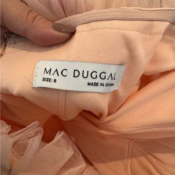 Mac Duggal Tiered Strapless Tulle A-Line High-Low Gown - Picture 5 of 6